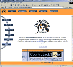 Screenshot of SalmanderFootwear.com homepage